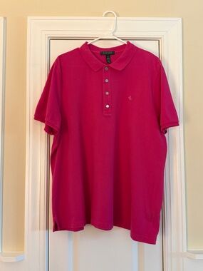 Lauren Ralph Lauren women's pique magenta pink pique polo 2X